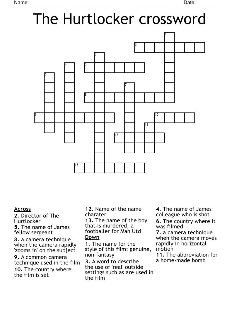 The Hurtlocker crossword