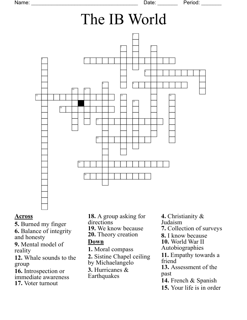 The IB World  Crossword