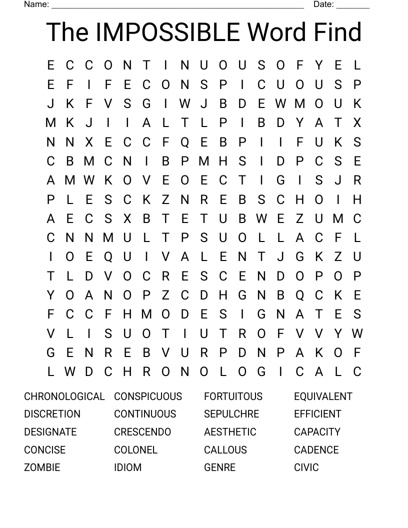 The IMPOSSIBLE Word Find Word Search