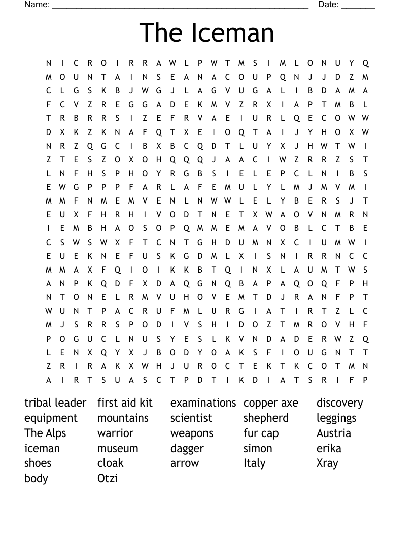 The Iceman Word Search