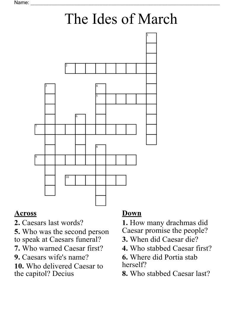 The Ides of March Crossword