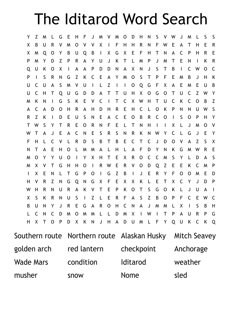 The Iditarod Word Search