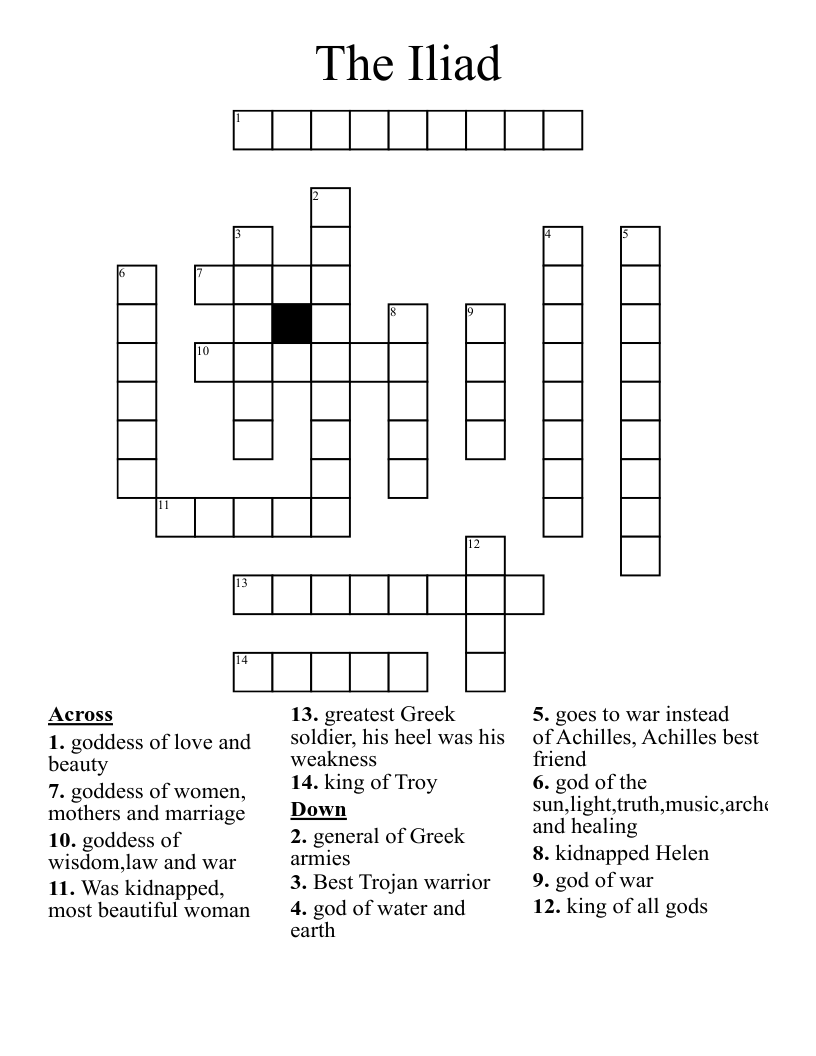 The Iliad Crossword
