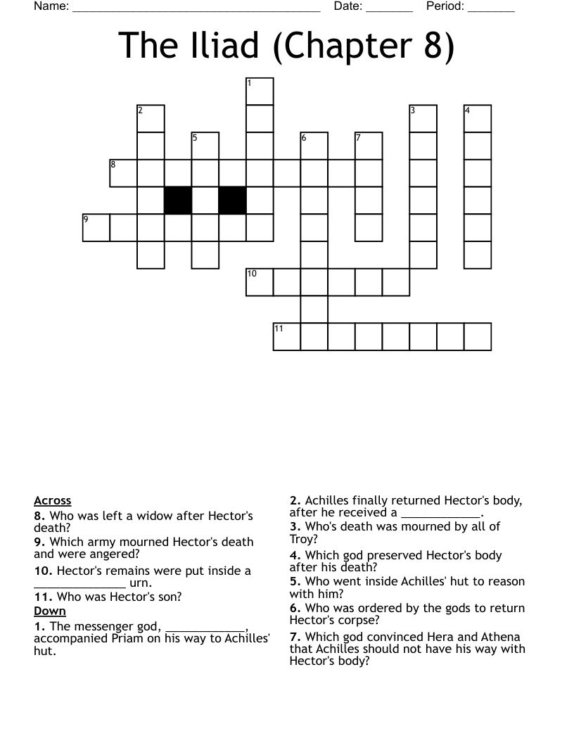 The Iliad (Chapter 8) Crossword