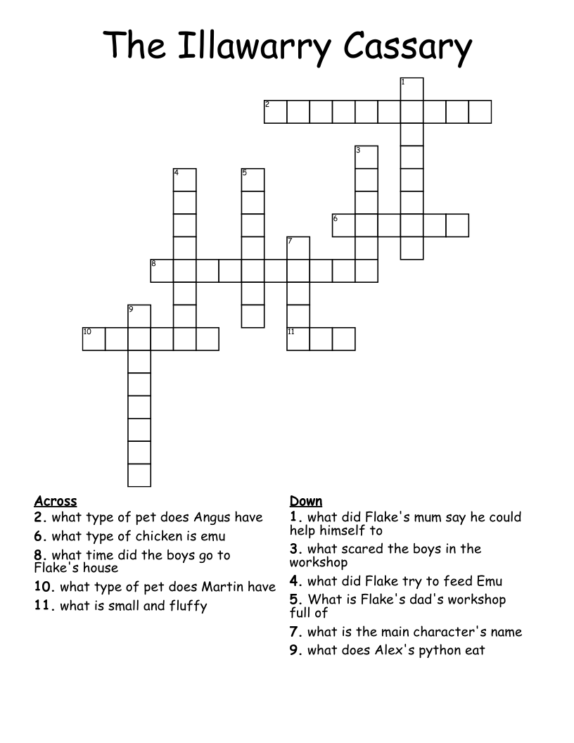 The Illawarry Cassary Crossword