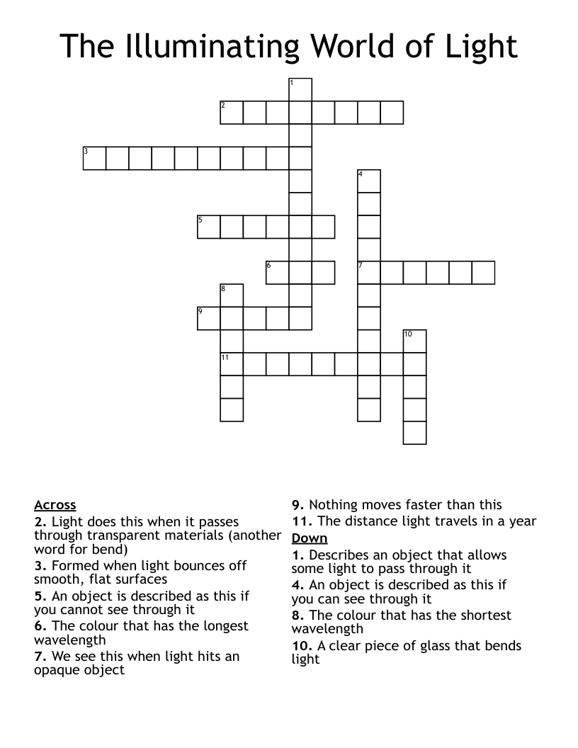 The Illuminating World of Light Crossword