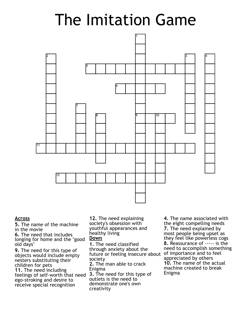 The Imitation Game Crossword