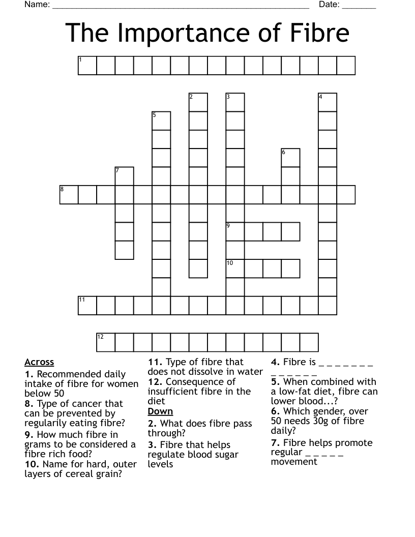 The Importance of Fibre Crossword