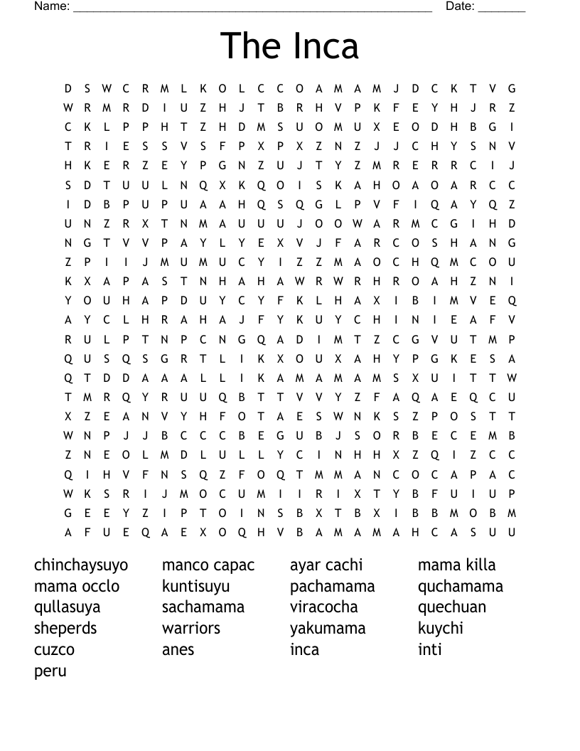The Inca Word Search