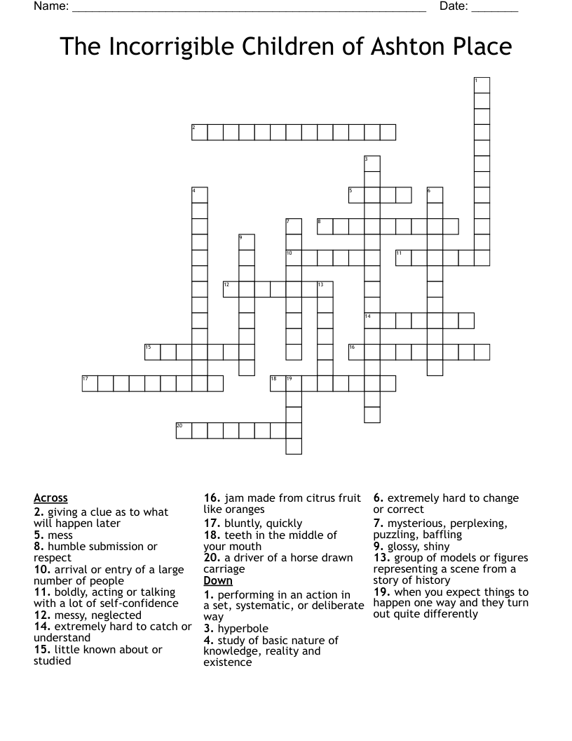 The Incorrigible Children of Ashton Place Crossword