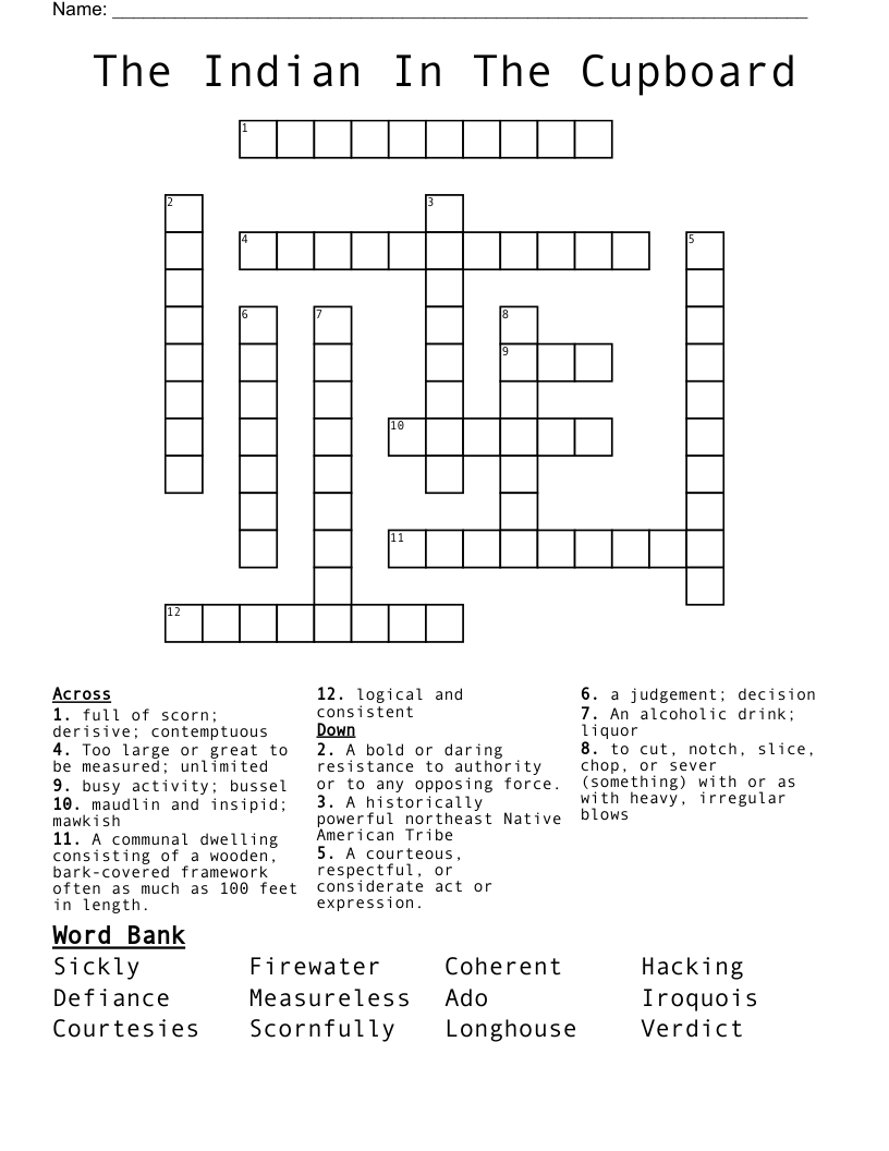 The Indian In The Cupboard Crossword