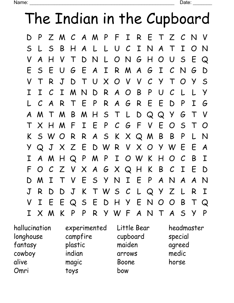 The Indian in the Cupboard Word Search