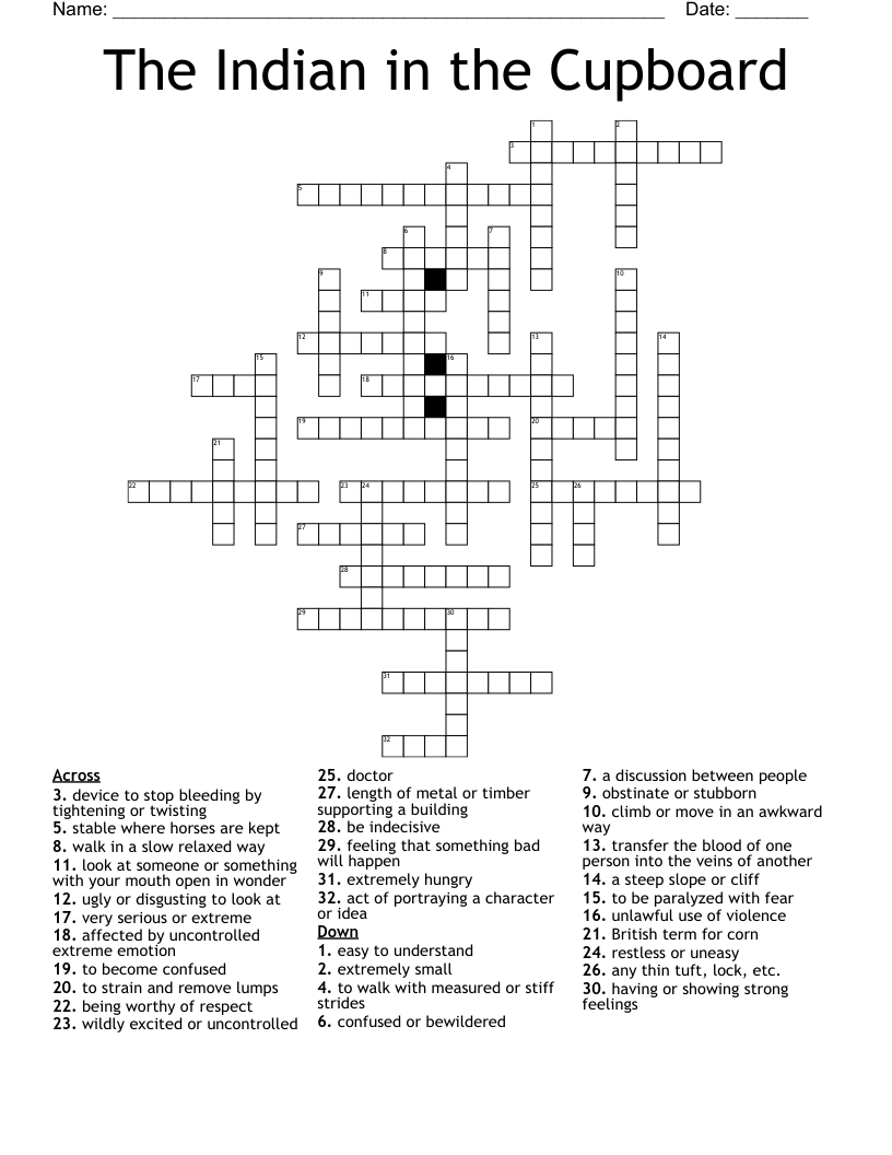 The Indian in the Cupboard Crossword