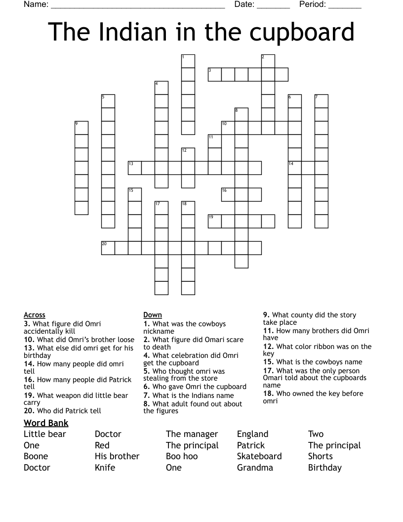 The Indian in the cupboard  Crossword