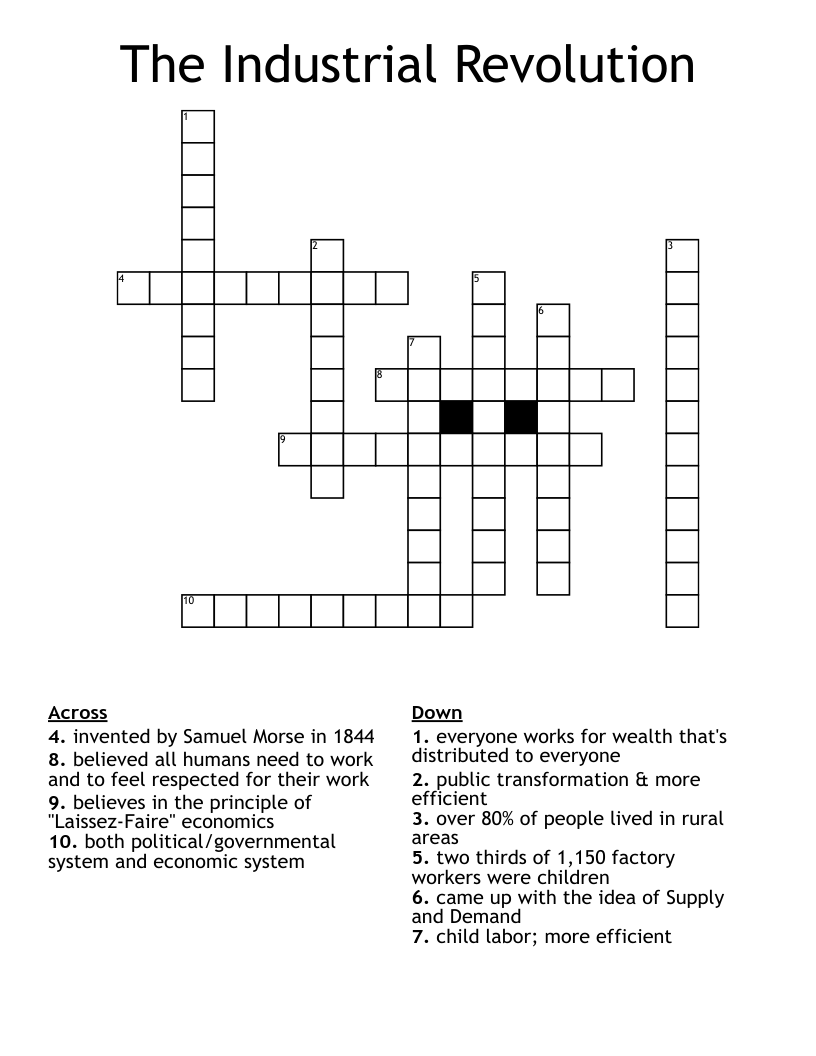 The Industrial Revolution Crossword