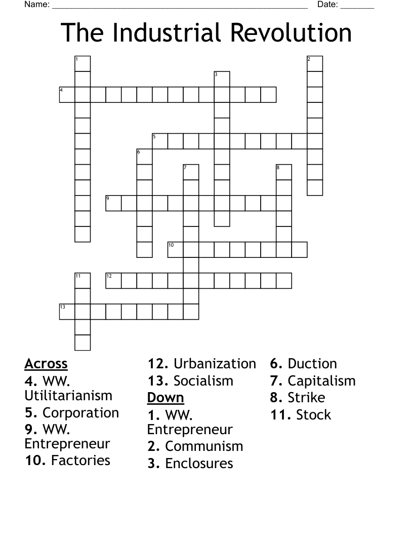 The Industrial Revolution Crossword
