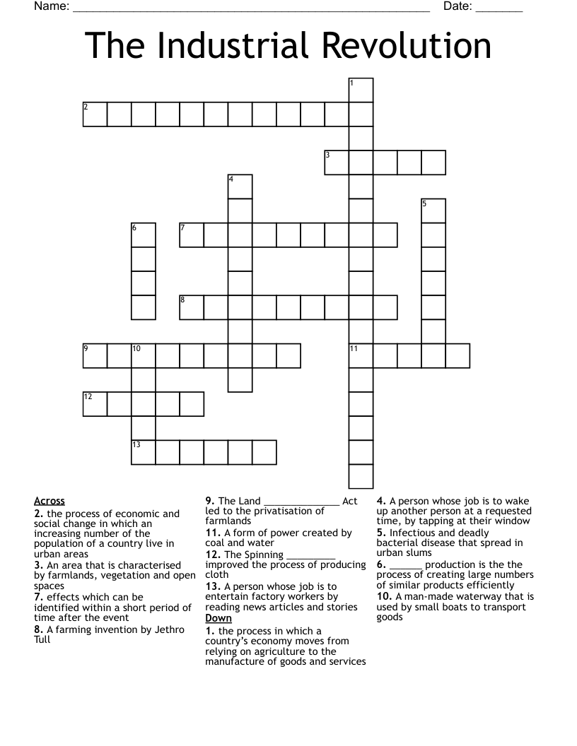 The Industrial Revolution Crossword