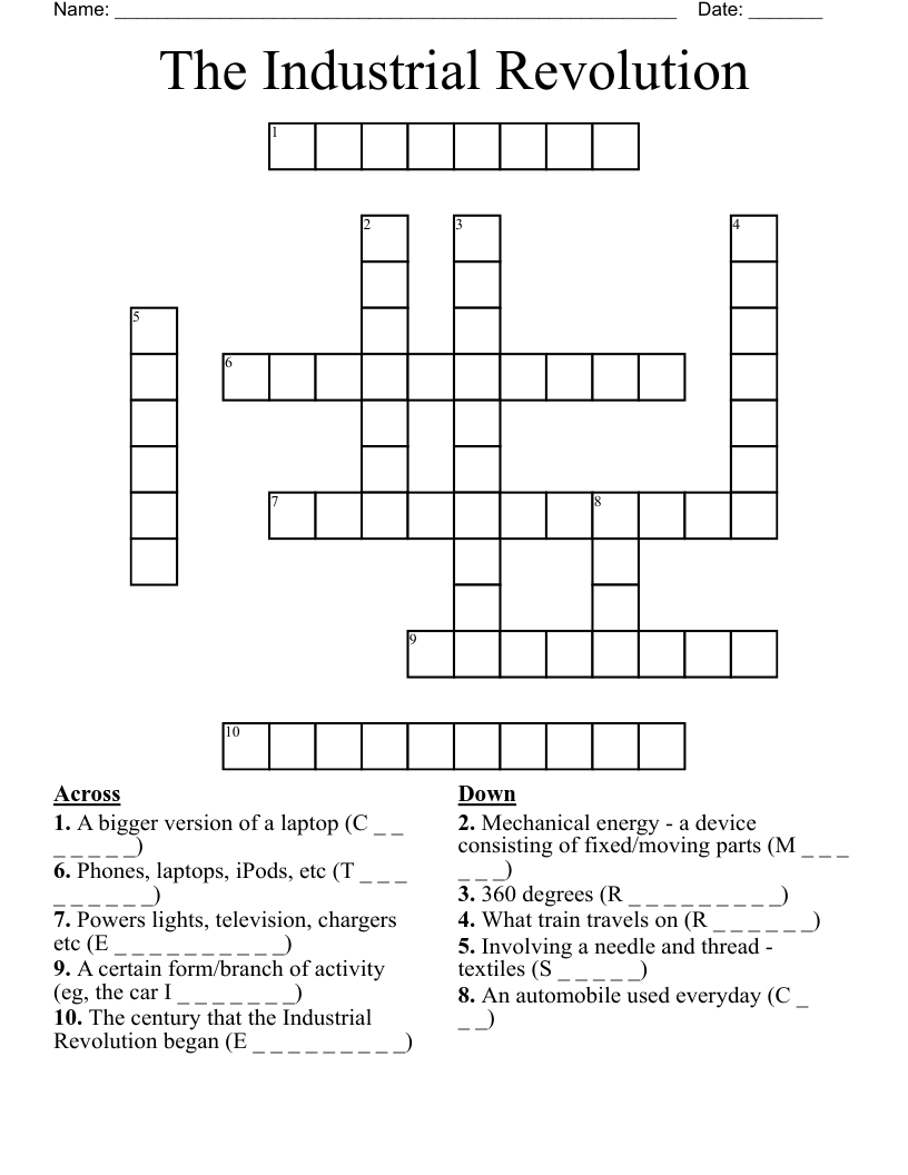 The Industrial Revolution Crossword