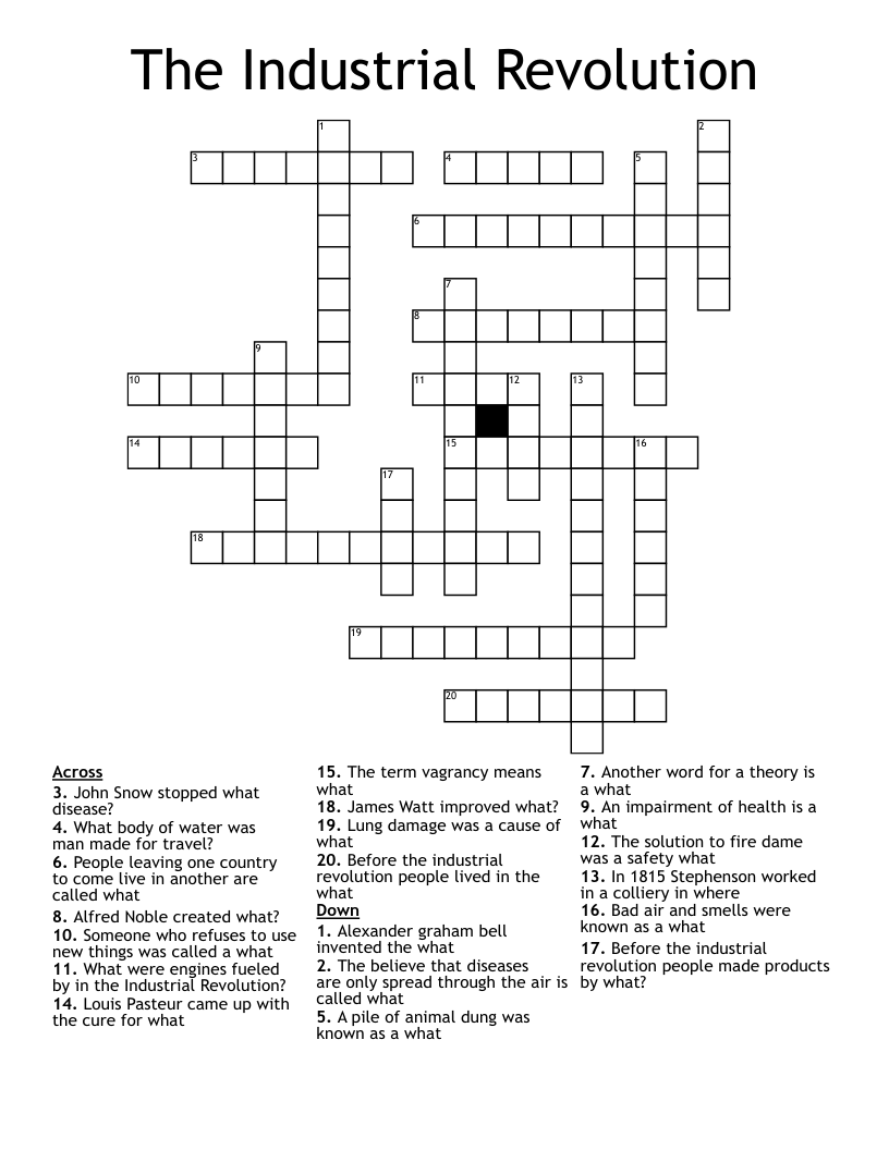 The Industrial Revolution Crossword