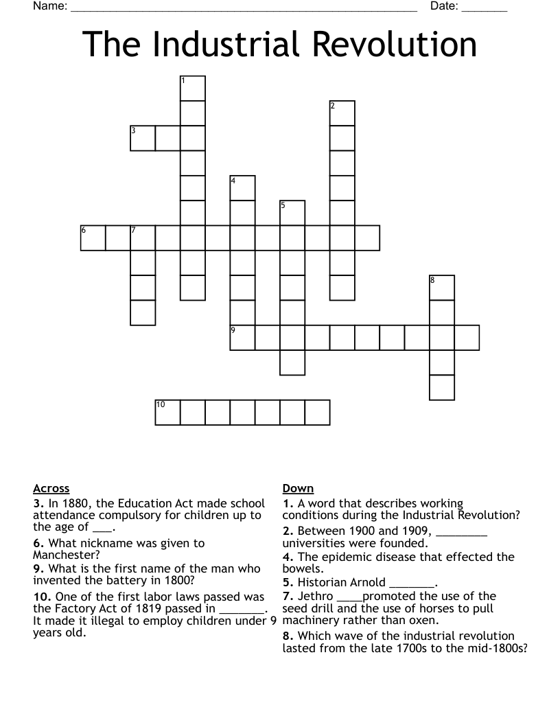 The Industrial Revolution Crossword