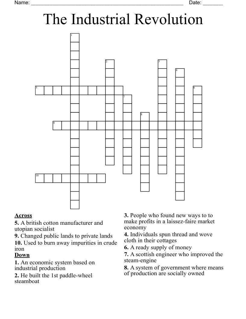 The Industrial Revolution Crossword