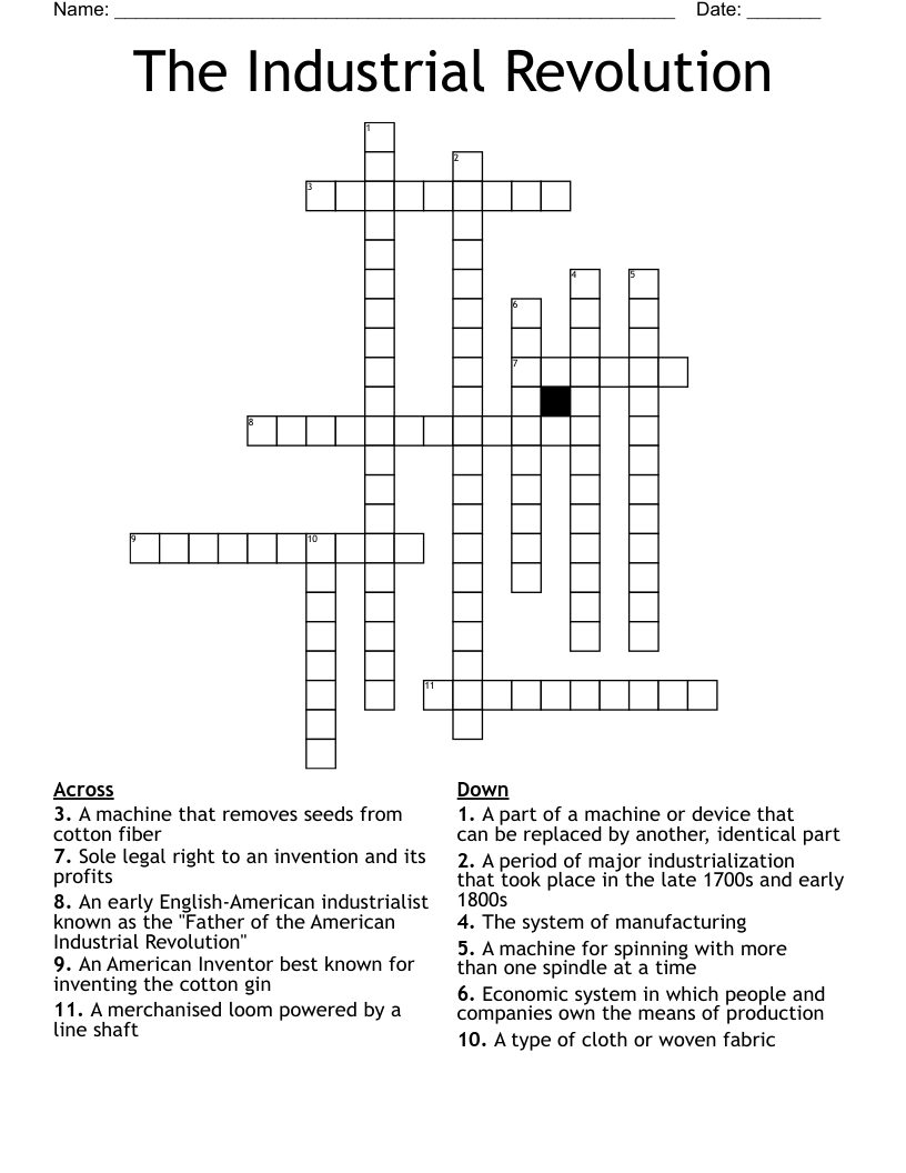 The Industrial Revolution Crossword