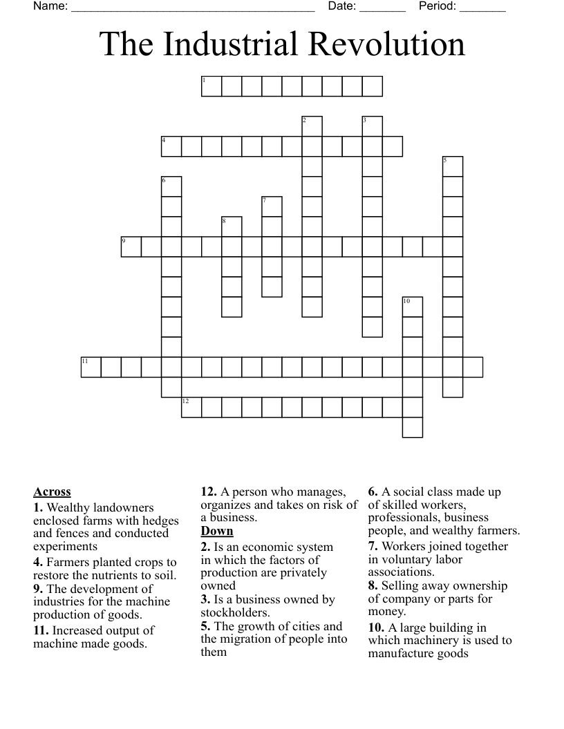 The Industrial Revolution Crossword