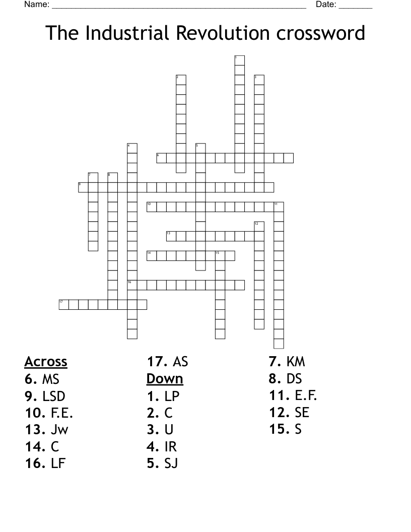 The Industrial Revolution crossword 