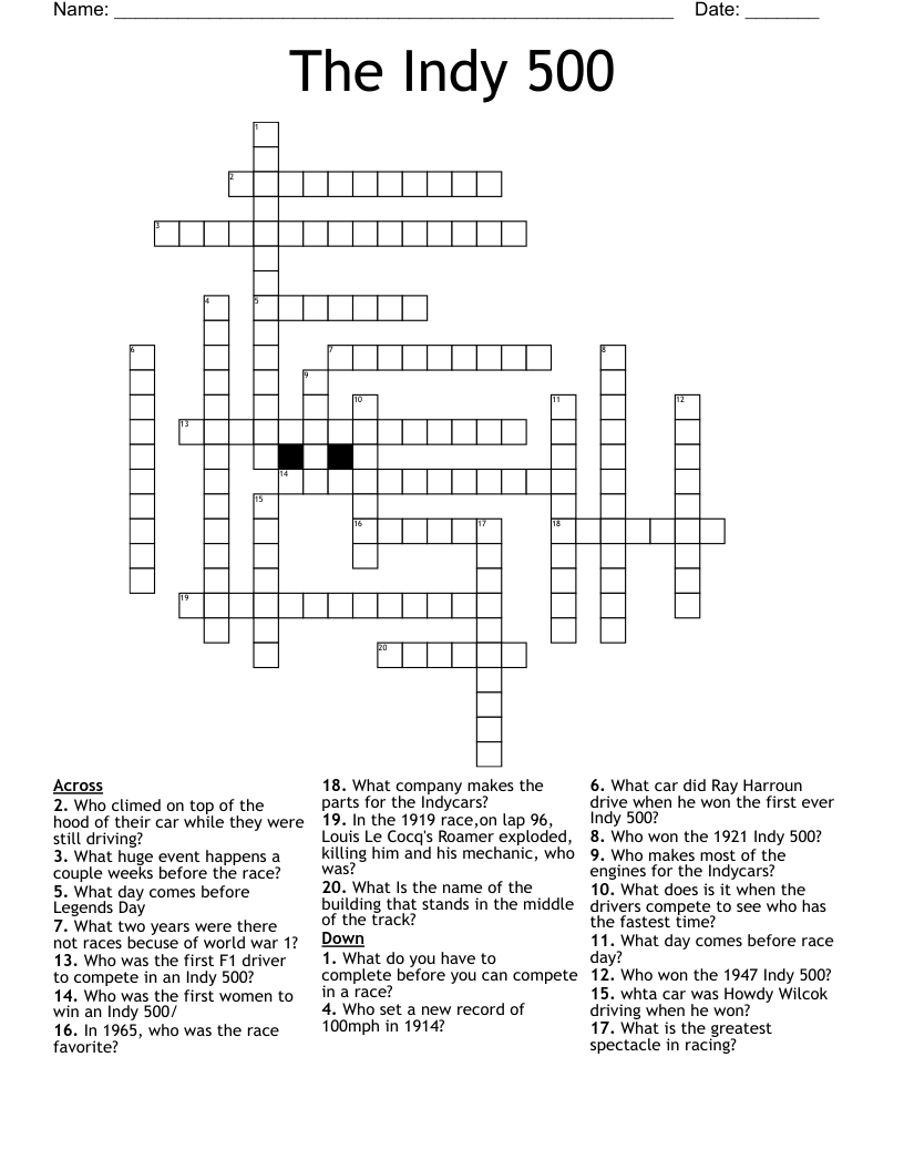 The Indy 500 Crossword