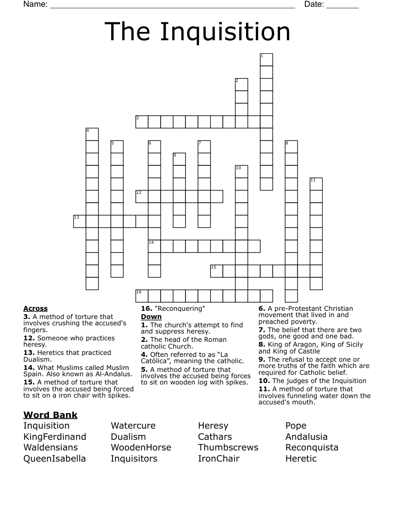 The Inquisition Crossword