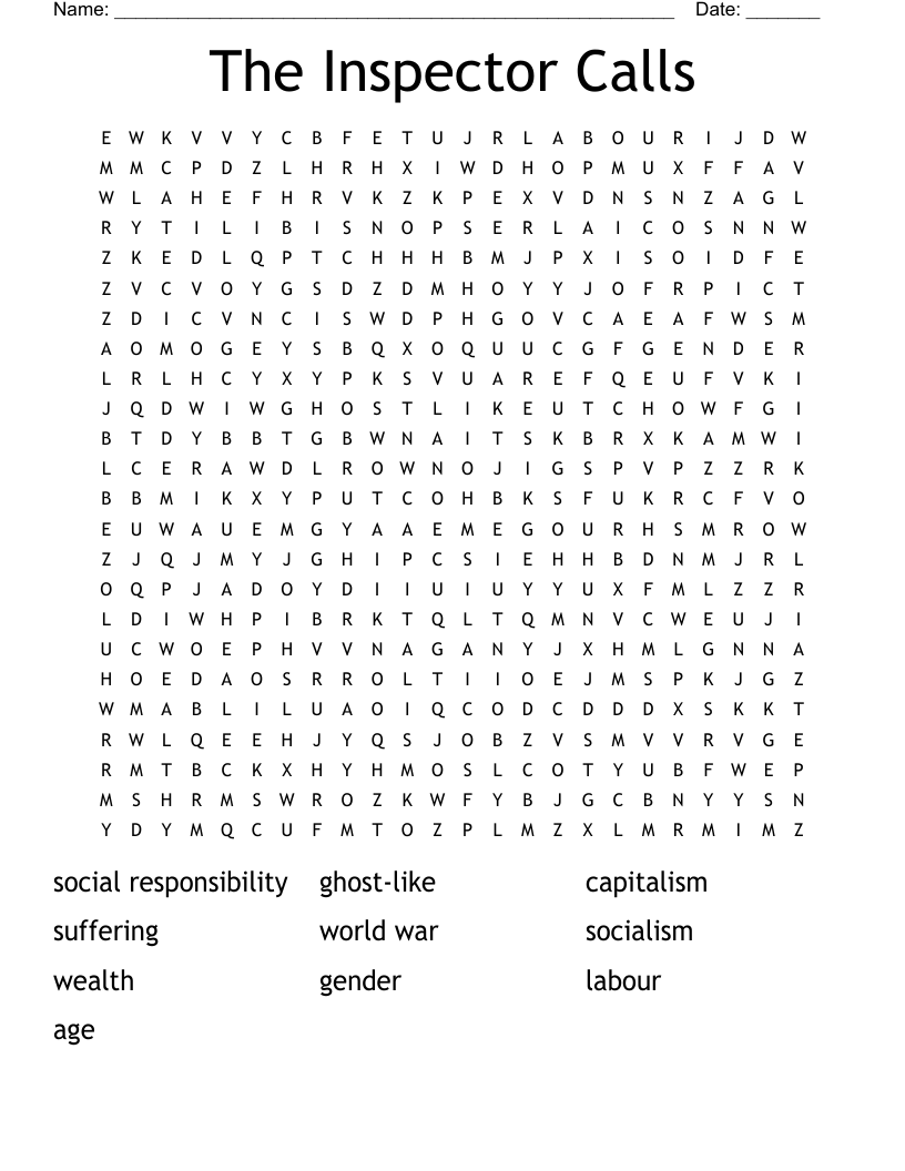 The Inspector Calls Word Search