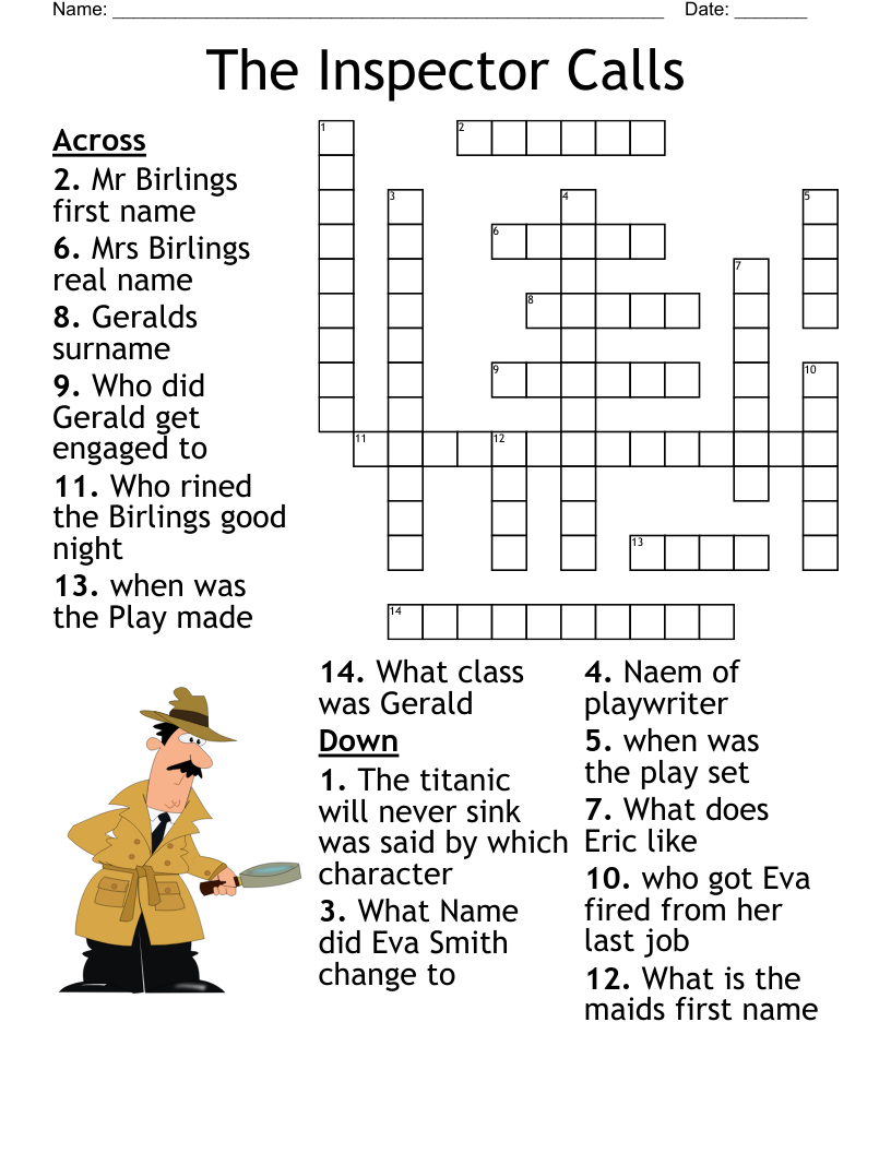 The Inspector Calls Crossword