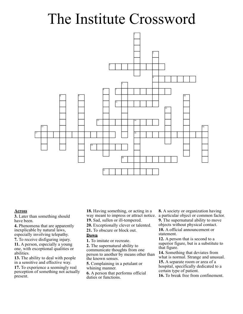 The Institute Crossword