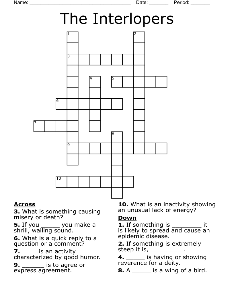The Interlopers Crossword