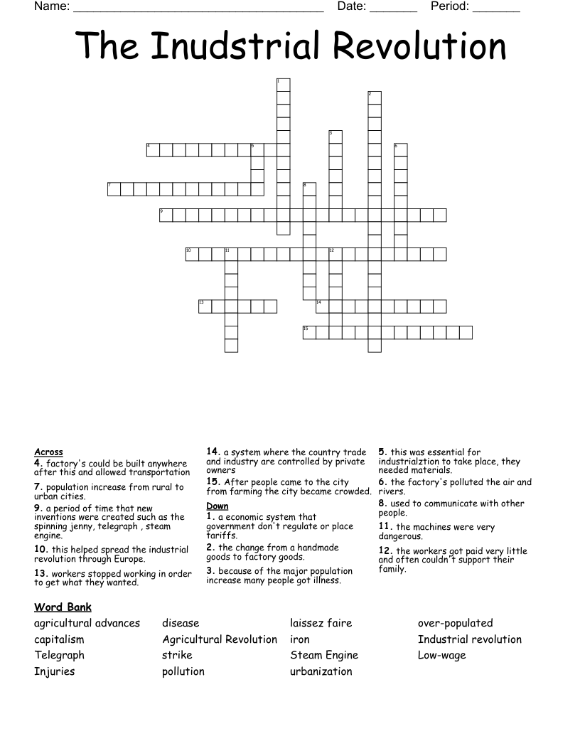 The Inudstrial Revolution Crossword