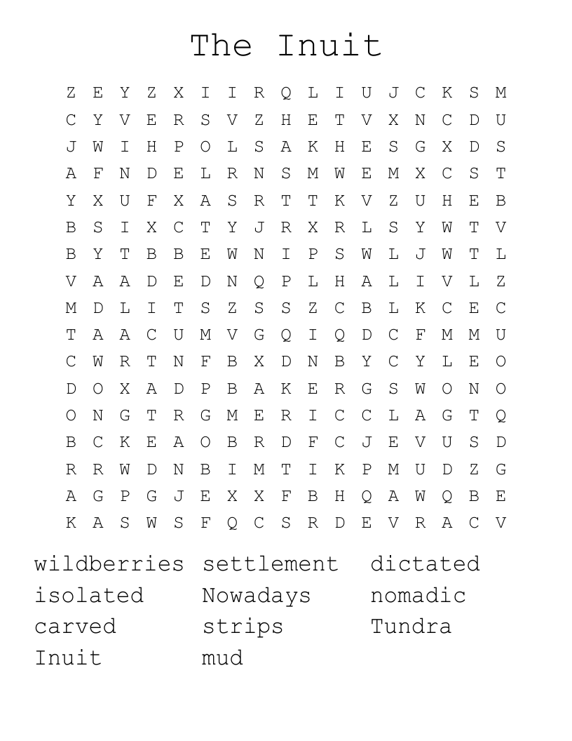 The Inuit Word Search