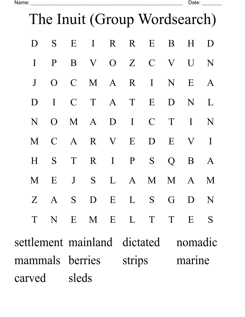 The Inuit (Group Wordsearch)