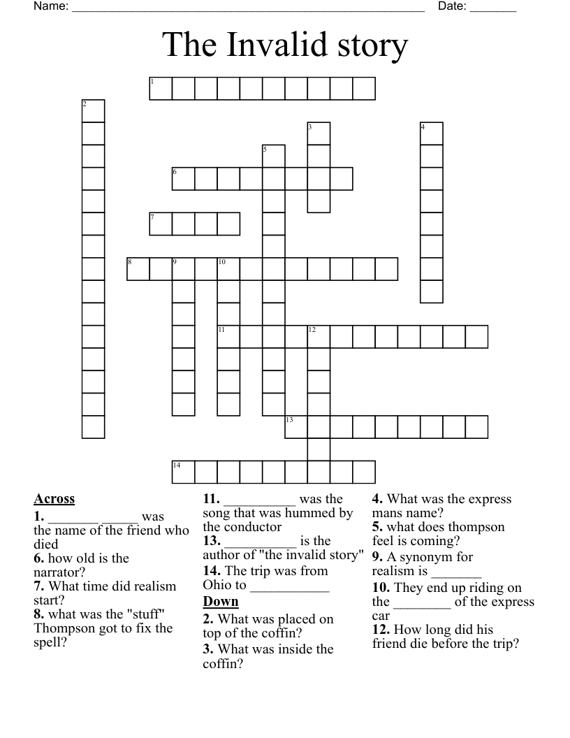 The Invalid story Crossword