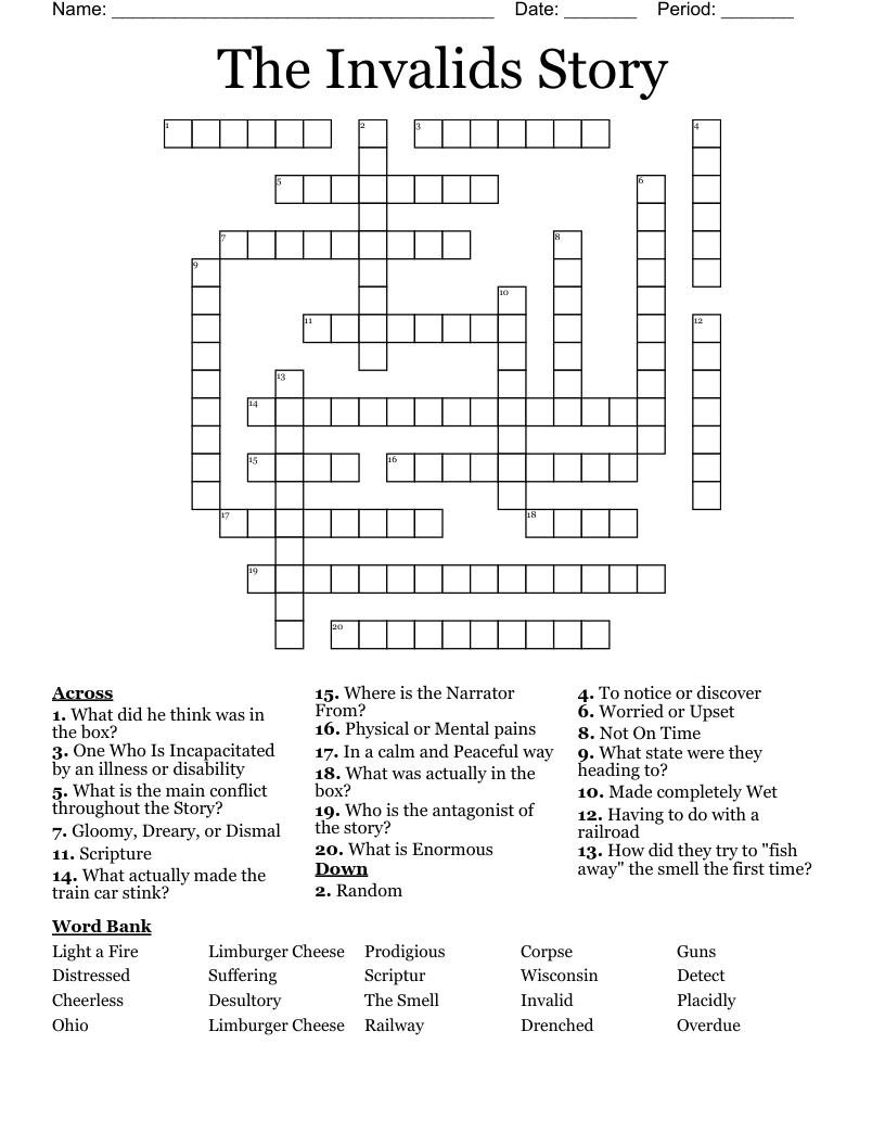 The Invalids Story Crossword