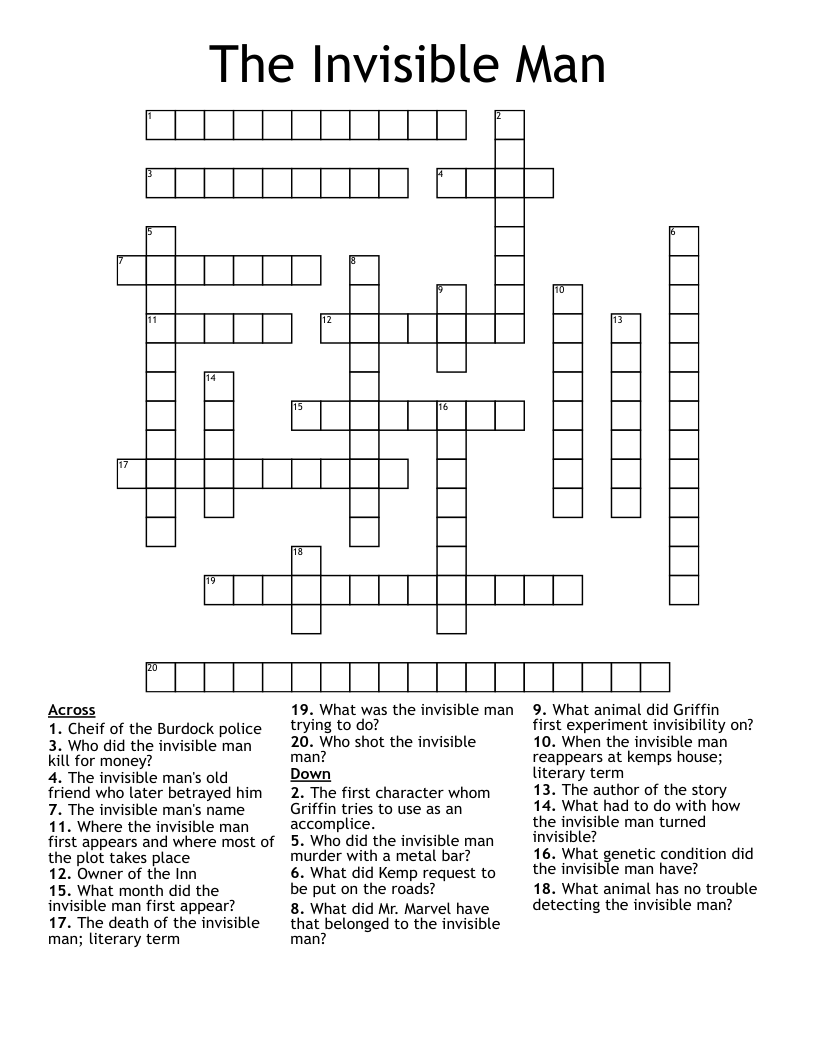 The Invisible Man Crossword