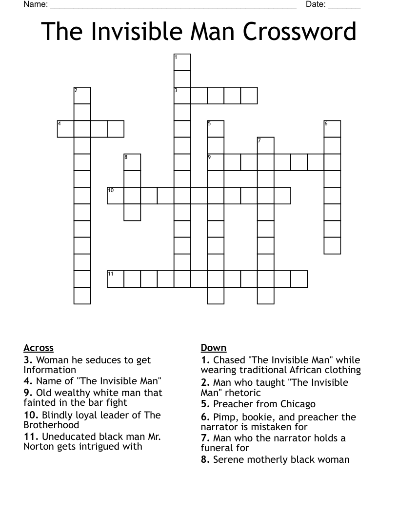 The Invisible Man Crossword