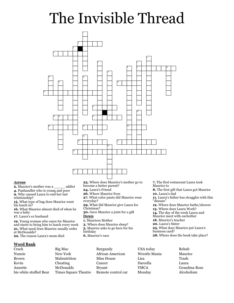 The Invisible Thread Crossword