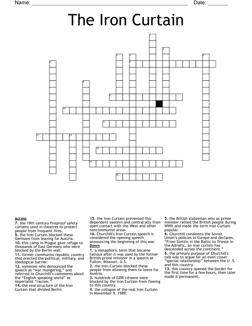 The Iron Curtain Crossword
