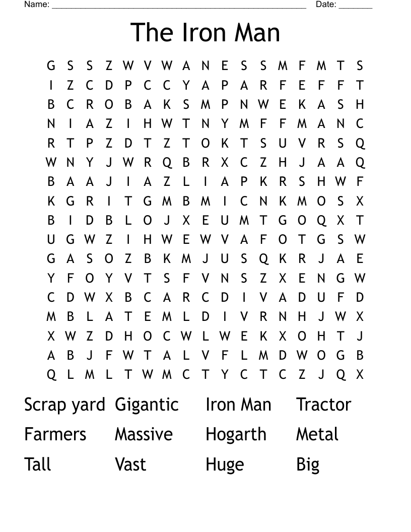 The Iron Man Word Search