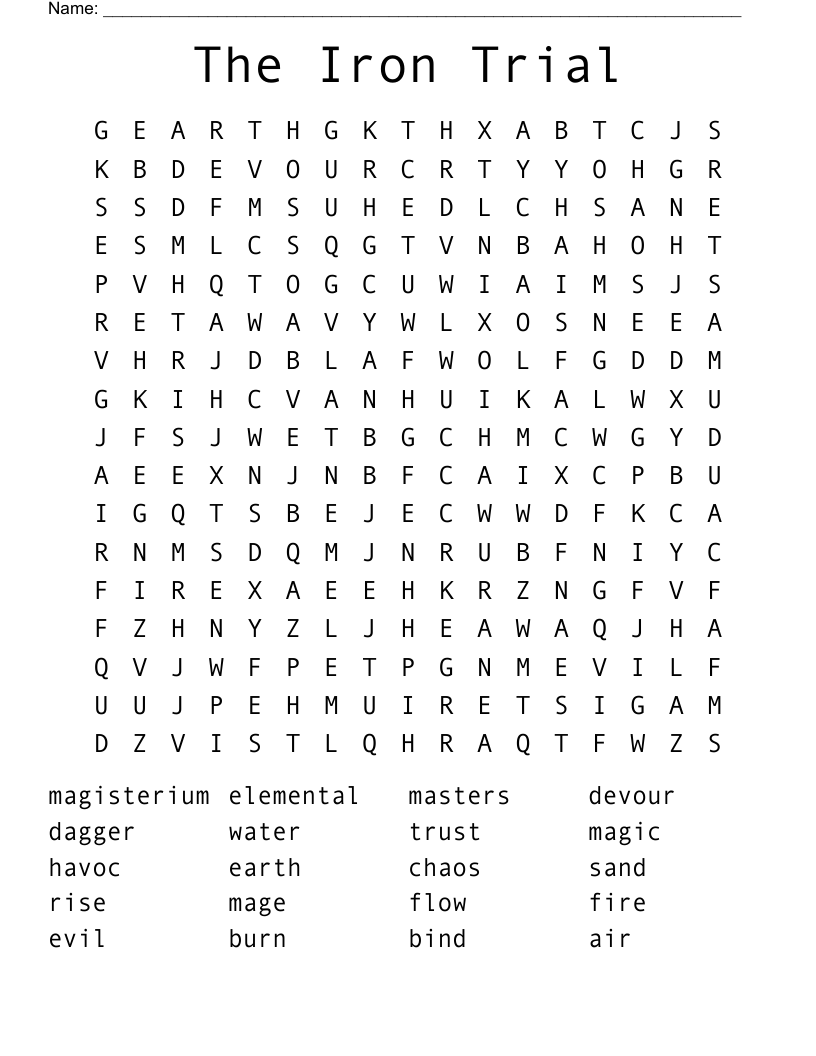 The Iron Trial Word Search