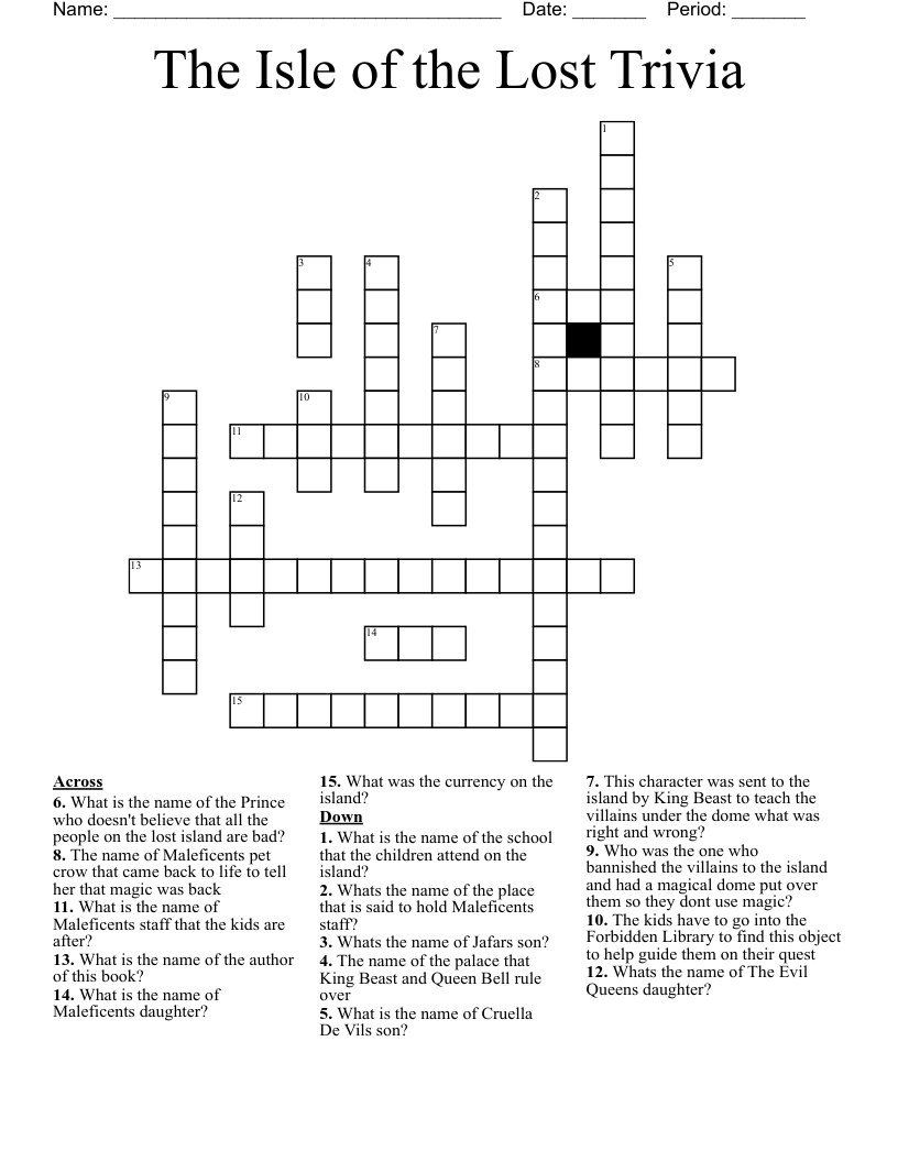 The Isle of the Lost Trivia Crossword