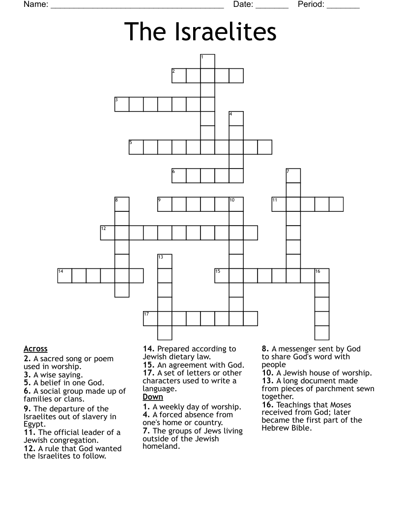 The Israelites Crossword