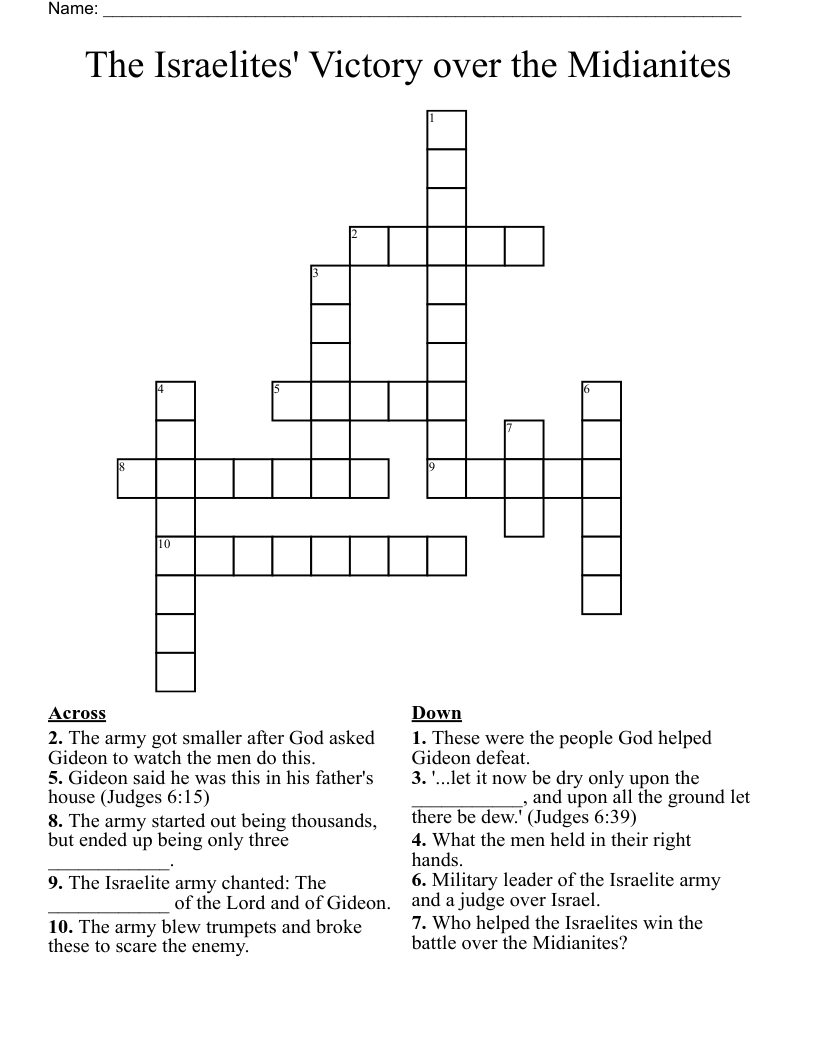 The Israelites' Victory over the Midianites Crossword