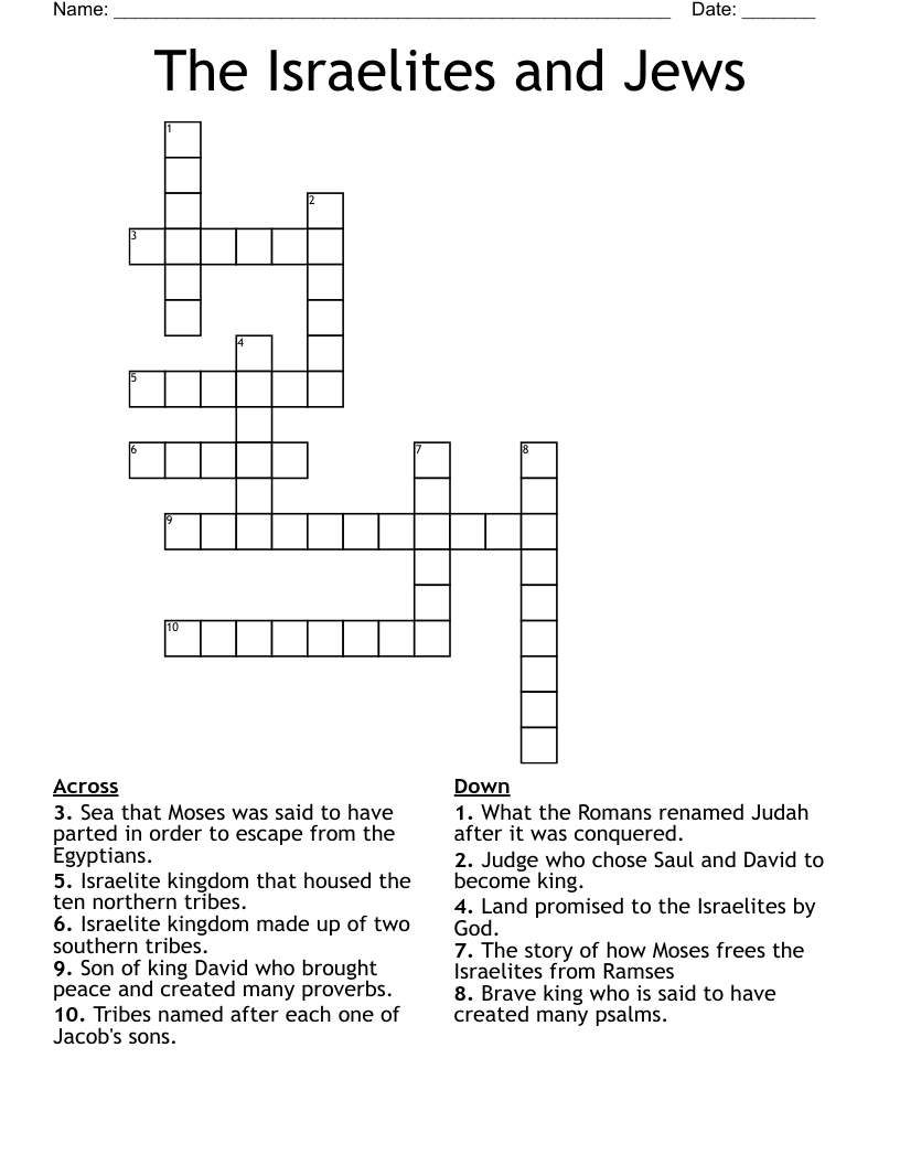 The Israelites and Jews Crossword
