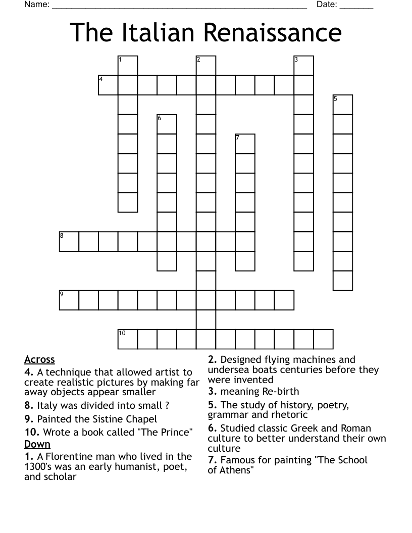 The Italian Renaissance Crossword